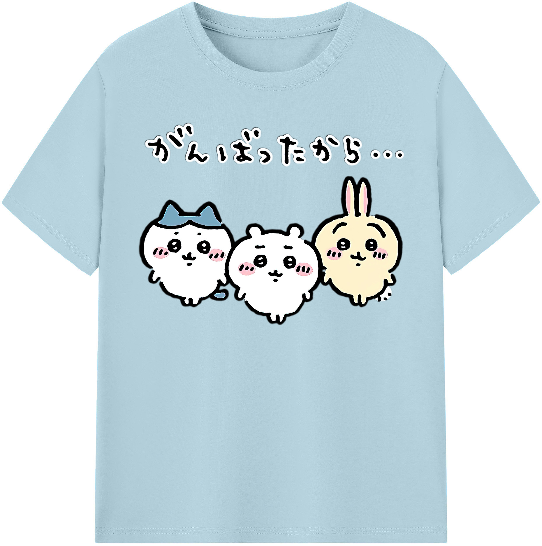 （画像用） ちいかわ ハチワレ Chii-kawa hachiware 綿100％半袖Tシャツ（フロントプリント）
